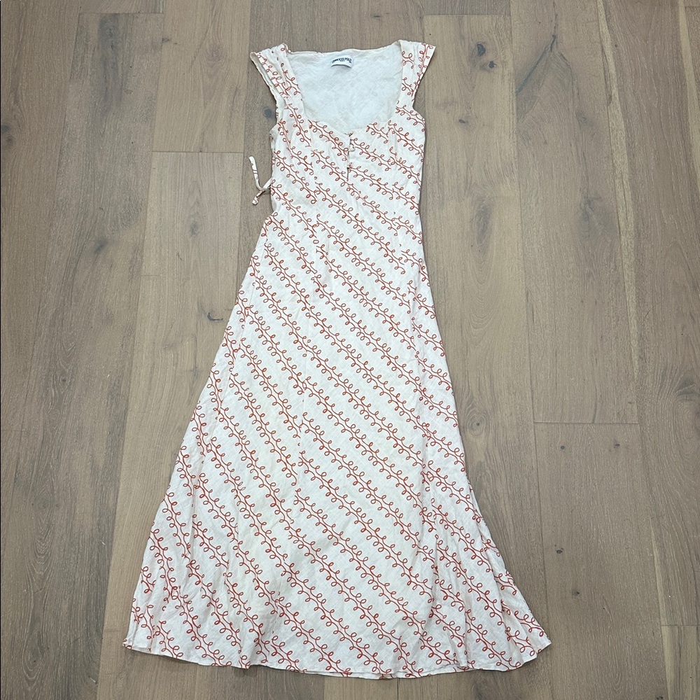 Princess Polly White and Red/Orange Maxi Dress Small